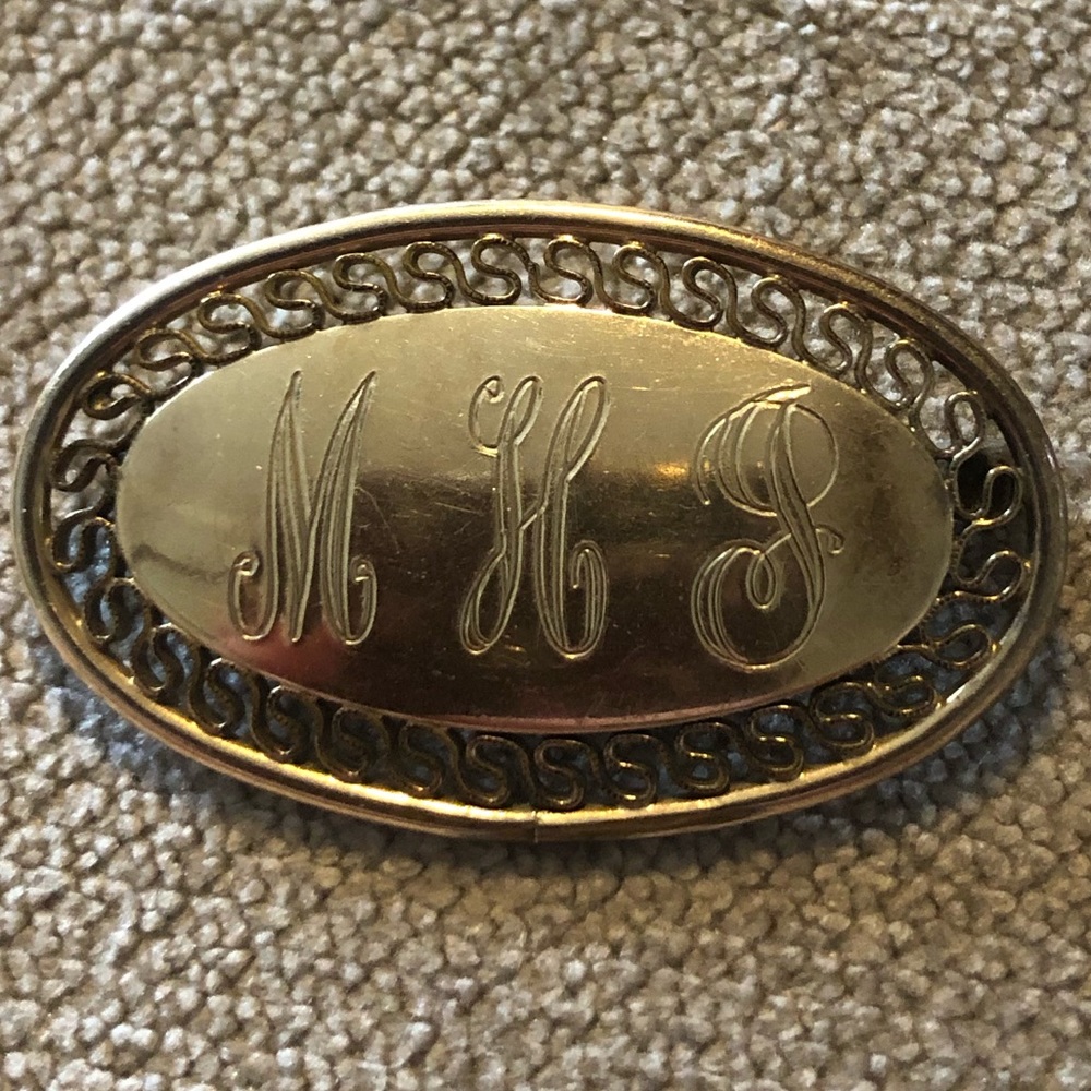 Vintage 1/20 12k GF BAB Marked Monogrammed Brooch